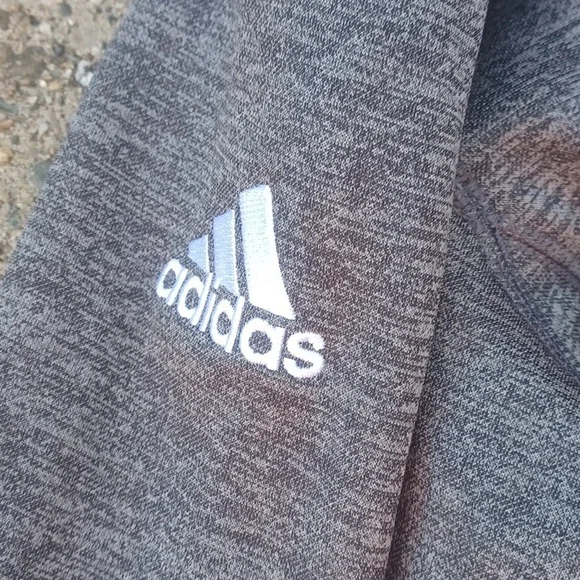 Adidas Men's Heathered Half Gray Zip-Up Sweater